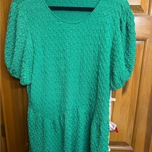 Green Textured Women's Top